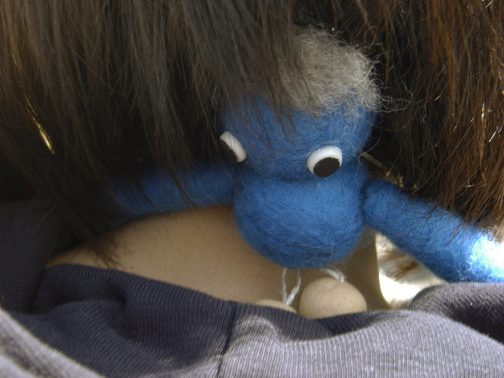 utan doll, 2006 made of 100% wool, fully moveable and bendable arms